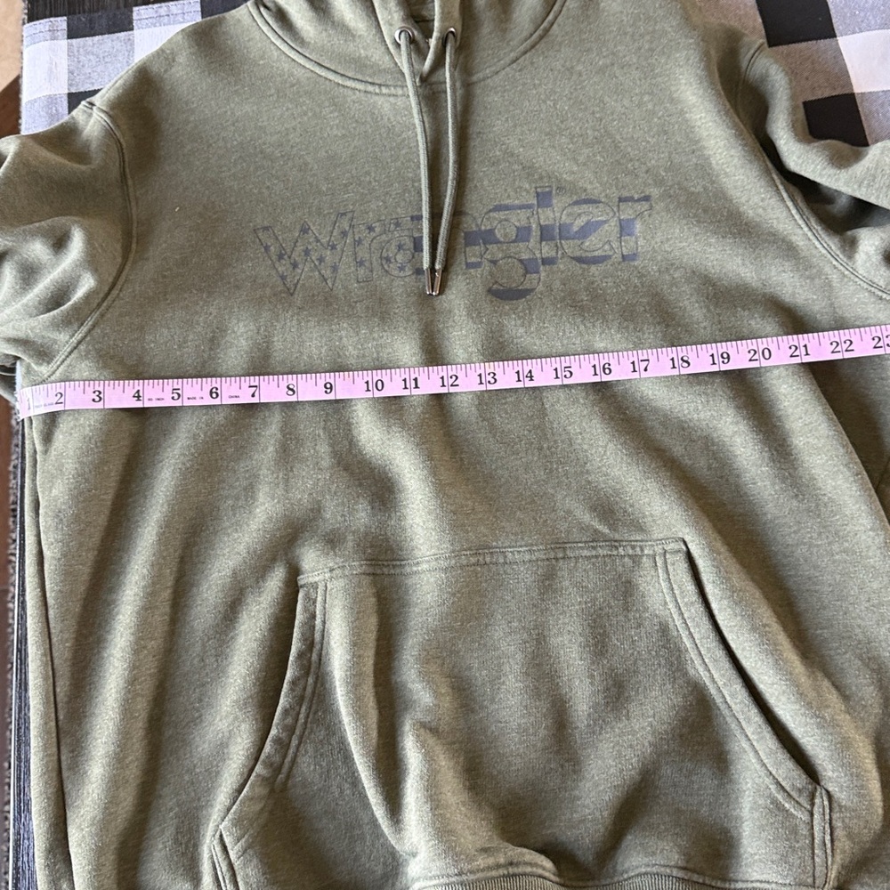 Men's Olive Green Wrangler Hoodie Sweatshirt - Picture 4 of 5